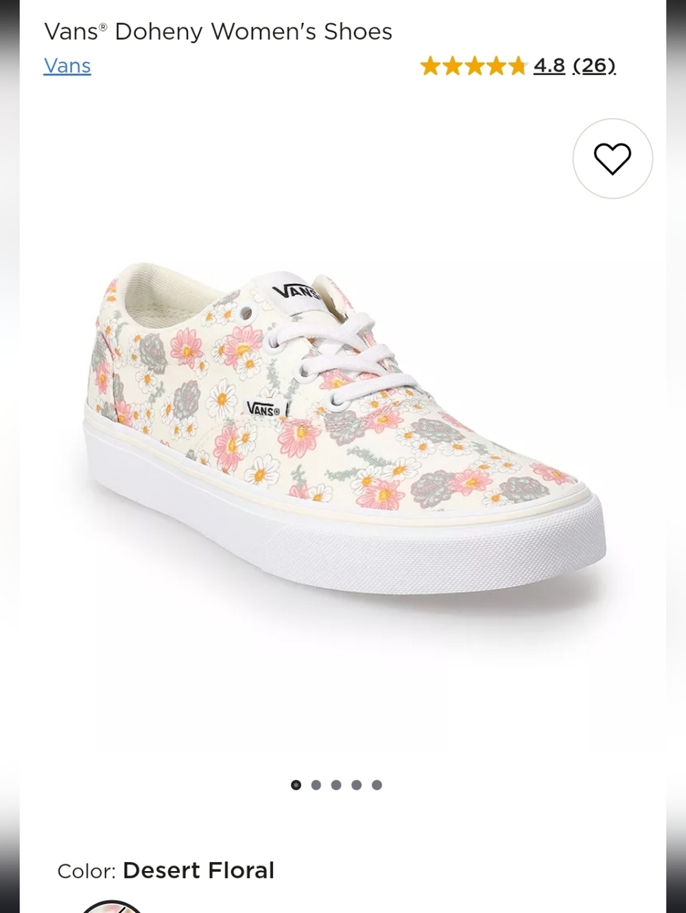 Vans Floral Canvas Low-Top Sneakers in White with Pink, Yellow & Green Accents - Picture 8 of 9